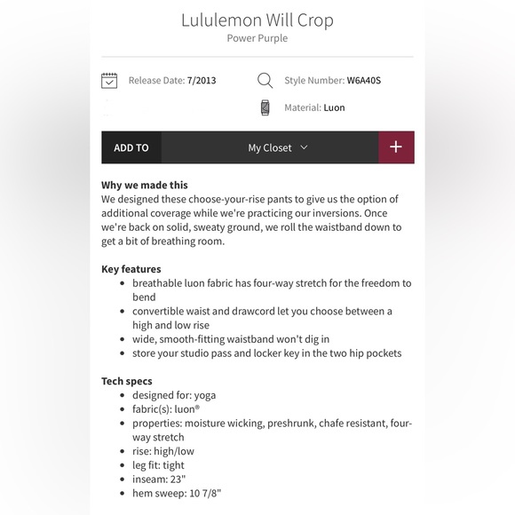 Lululemon “Will Crop” Leggings in Power Purple 🆕🔖 - Picture 10 of 10